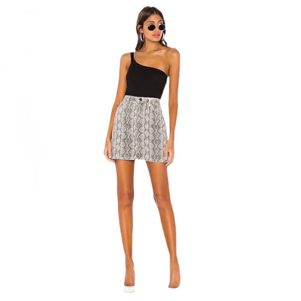 [BLANKNYC] Snakeskin Print Denim Mini Skirt || SZ 24/0